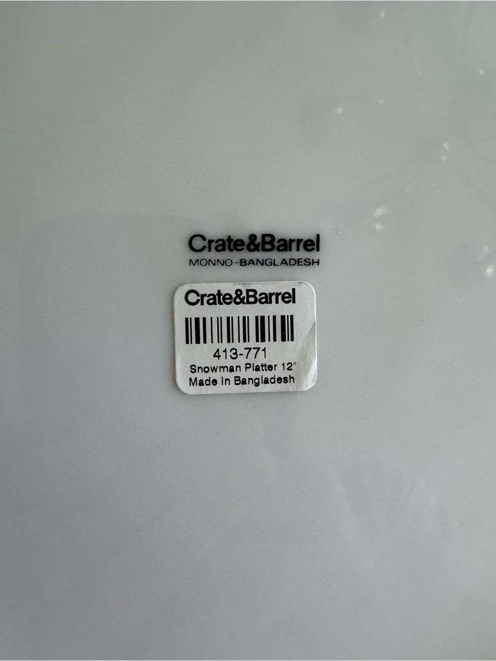 Craft & Barrel Snowman Platter 12” 413-771